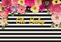 Black and White Stripes Flower Decoration Backdrop for Photography
