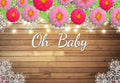 Peony Flower Romantic Wood Texture Baby Shower Backdrop for Photography