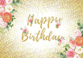 Flower Decoration Happy Birthday Backdrop for Birthday Party