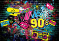 Graffiti Colourful Brick Photography Backdrop for Party