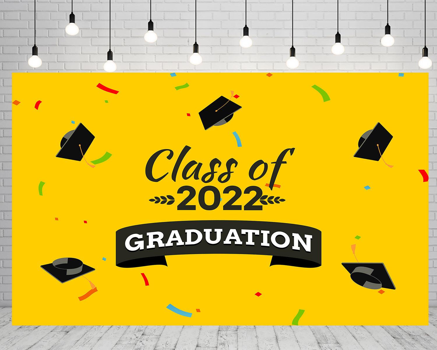 Yellow background Bachelor hat decoration Graduation Party Backdrop for Photography Graduation Party Decorations TKH1866