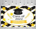 Black and White Background Graduation Party Decorations Yellow Photo Backdrop for Photography TKH1859