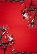 Red Snowflake Ribbon Photo Christmas Backdrops Photography