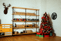 Shelf Brick Wall Christmas Festival Backdrop Photography